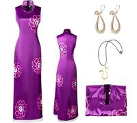 QYZ Costume de cosplay Hancock avec perruque, boucles d'oreilles serpent, collier, cape, robe kimono d'anime d'Halloween ensemble complet (violet, L)