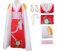 QYZ Costume de cosplay Hancock avec perruque, boucles d'oreilles serpent, collier, cape, robe kimono d'anime d'Halloween ensemble complet (rouge a, 3XL)