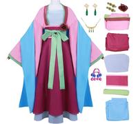 QYZ Costume de Cosplay Maomao Robe Anime The Apothecary Diaries Tenues avec Perruque Couvre-chef Boucles d'oreilles Collier Ensemble d'Halloween (rose, L)