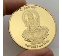 QYZXTH Déesse de l’Inde Lakshmi Pièce Plaqué Or Tai Chi Feng Shui Bouddha Souvenir Commémoratif - défaut