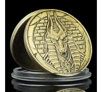 QYZXTH Égypte Ancienne Mythe Protecteur de la Mort Anubis Sovenior pièce Egyption Pyramide Pharaon Antique plaqué Bronze commémorative pièce de Monnaie Artisanat-défaut