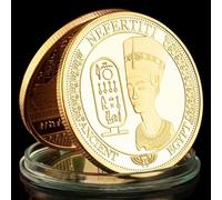 QYZXTH Égypte Reine Néfertiti Pyramide Plaqué Or Pièce Souvenir 40mm Pièce Commémorative Réplique Collection Cadeau-Or