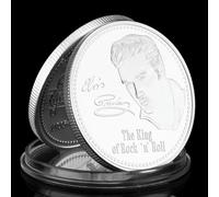 QYZXTH États-Unis Chanteur Elvis Presley 1935-1977 Le Roi du Rock « N » Roll Pièce commémorative d’Art plaquée Or Cadeau-Argent