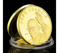 QYZXTH Le 266e Pape de l’Église catholique Pièce Souvenir du Pape François Pièce commémorative de Collection plaquée Or - Argent