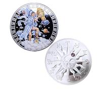 QYZXTH Les Douze Signes du Zodiaque Ont Peint des pièces commémoratives Europe et États-Unis Soleil et Lune Dieu pièces Porte-Bonheur Horoscope Hobby Collector pièces-Verseau