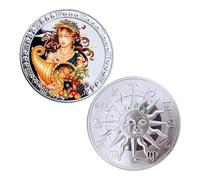 QYZXTH Les Douze Signes du Zodiaque Peints pièces commémoratives Europe et États-Unis Soleil et Lune Dieu pièces Porte-Bonheur Horoscope Hobby Collector Monnaies-Vierge