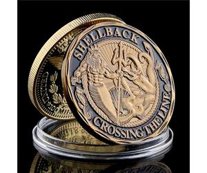 QYZXTH Patriotisme commémoratif américain Cuivre Marine USA Challenge Shellback Franchir la Ligne Militaire Pièce de Monnaie par défaut