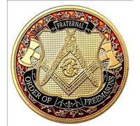 QYZXTH Pièce commémorative plaquée Or maçon fraternelle Pièce Souvenir Franc-maçon Défi maçonnique à Graver Coin-Default