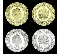 QYZXTH Pièce d’Or/Argent de la Reine d’Angleterre Collectibles Elizabeth II Coin in Capsule Great People Commemorative Coin-2pcs Set
