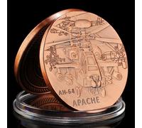 QYZXTH Pièce Souvenir de l’armée américaine AH-64 Apache Gunship Bronze Pièce plaquée Bronze Pièce de défi de Collection vétéran américain Pièce commémorative VarianteValeur