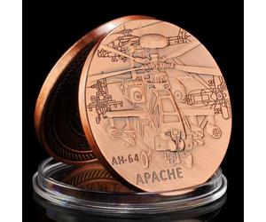 QYZXTH Pièce Souvenir de l’armée américaine AH-64 Apache Gunship Bronze Pièce plaquée Bronze Pièce de défi de Collection vétéran américain Pièce commémorative VarianteValeur