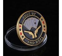 QYZXTH Poker Card Guard Protector Cartes de Poker Ensemble de jetons Souvenir en métal Pièce de Casino Jeu de Poker Accessoires Hold’em Pièce Porte-Bonheur pour lui-style-17