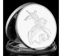 QYZXTH Saint Georges et Le Dragon Collection pièce de Collection plaqué Argent Double têtes Aigle Motif Collection Souvenir commémorative pièce-défaut