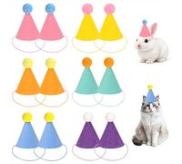 Qzakce Mini Chapeaux de Fête d'anniversaire Petit Scintillantes Chapeau Cône avec Pompons pour Enfants Poupées et Animaux Domestiques Coniques pour d'anniversaire Party