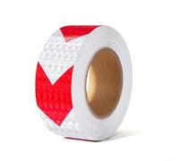 Qzakce Ruban Réfléchissant 5cm×25m Autocollant D'avertissement Réfléchissant Imperméable Bande Réfléchissante pour Véhicules, Voitures, Remorques, Extérieur, Rappel de Sécurité Rouge et Blanc