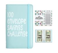 QZAVIRE Livre de rangement budgétaire pour 100 jours - Facile et amusant - Planificateur financier avec suivi - Organisateur d'argent portable pour planifier le budget - Bleu