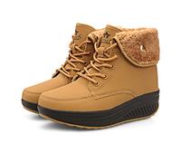QZBAOSHU Femme Lacets Bottes Hiver Chaud Fourrure Cheville Chaussures Bottines de Neige Randonnée Boots（41 EU,Marron