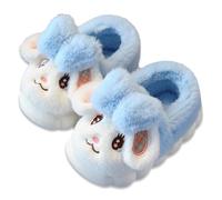 QZBAOSHU Pantoufles Lapin Filles Bébé Mignonnes Chaudes Douces et Moelleuses Doublure en peluche à Mémoire de Forme Semelle en Caoutchouc Antidérapante Intérieur et Extérieur Bleu 30/31 EU