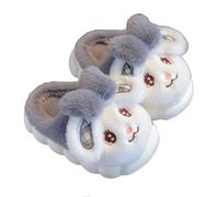 QZBAOSHU Pantoufles Lapin Filles Bébé Mignonnes Chaudes Douces et Moelleuses Doublure en peluche à Mémoire de Forme Semelle en Caoutchouc Antidérapante Intérieur et Extérieur Hausschuhe Gris 36/37 EU
