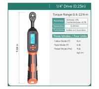 QZCX Clé dynamométrique numérique, Clé dynamométrique numérique avec valeurs prédéfinies, précision de 2%, avertisseur sonore et notification par flash LED(0.6-12N.m)
