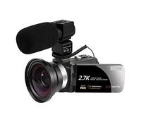 QZCX Digital Camera, Caméscope de caméra vidéo 3,0 Pouces IPS HD Vlogging Caméra Tactile Écran Touch 2,7K Appareils Photo numériques et enregistreur vidéo 2.7K(with 32GB SD Card,DV03-Mic-Lens)