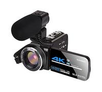 QZCX Digital Camera, Caméscope de caméra vidéo 4K 5 6MP WiFi Vlogging for Vlog RecordingScapeScape Touch Screen Vision Night Vision Digital Zoom Camera(16GB SD Card,AF2 Mic)