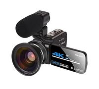 QZCX Digital Camera, Caméscope de caméra vidéo 4K 5 6MP WiFi Vlogging for Vlog RecordingScapeScape Touch Screen Vision Night Vision Digital Zoom Camera(64GB SD Card,AF2 Mic Lens)