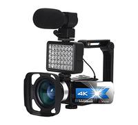 QZCX Digital Camera, Caméscope de caméra vidéo 4K avec Microphone 16x Digital Zoom Vlogging Camera 5 6MP IR Vision Nocturne WiFi Fonction Tactile de 3,0 Pouces for Webcam(128G SD Card,K1-Blue Kit)
