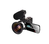 QZCX Digital Camera, Caméscope vidéo 4K WiFi 56MP Vlogging Caméra 18x 270 degrés Caméra vidéo numérique avec Microphone Touch Screen Vision Nocturne HD Enregistreur(16 G SD Card,AF2 Mic Lens)