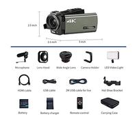 QZCX Digital Camera, Video Camera 4K Camcorder Live Stream Camera 4K Video Ax60 12x Optical Zoom Vlog Camcorder Digital Professional Full HD