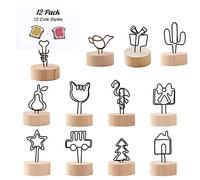 QZDAFFIC 12 pièces Porte-cartes, Rétro En bois Verticale Porte-photo, Simple et mignon Numéro de stand photo Endroit Nom du titulaire de la carte mémo pour la décoration de bar de noce