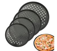 Qzdtue à Pizza pour Four - Lot de 4 Pièces Anti-Adhésive en Acier au Carbone pour Cuisine - à Pizza Ronde - Pour Maison, Dortoir, Salle De Bain, Appartement, Location, Cuisine, Camping, BBQ, Fête