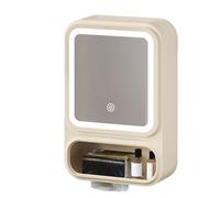 Qzdtue Bathroom Mirror Cabinet, LED Lighted Organizer, Magnetic Door Tissue Dispenser, 16.54x11.02x4.53 inches, Modern Storage Solution, for Shampoo, Makeup, Toothbrushes