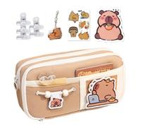 Qzdtue Capybara Pencil Case, Cute Stationery Organizer, Multi Layer Cosmetic Bag, Large Capacity Pencil Case, Capybara School Supplies, Pencil Case with Charm, Cosmetic Storage Organizer, Capybara