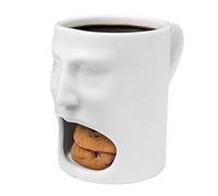 Qzdtue Ceramic Coffee Cup, Cookie Holder Mug, Funny Face Drinkware, 5.12x3.74x2.95 Inches Heat Resistant Breakfast, Glazed Ceramic Construction, Ideal for Home, Cafe, and Gift Giving Us