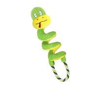 Qzdtue Dog Squeaky Toys, Plush Chew Rope Toy with Built-in Squeaker 15.75x4.33 inches, Training Play Toy for Small Medium Large Dogs Indoor Outdoor Use, Stress-Relief Companion