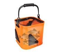 Qzdtue Fishing Bucket, Wider Handle Foldable Fishing Organizer 26x26x24cm, Multi-Functional Tackle Storage Bag, Transport Box for Kayaks, Camping, Beach, Boat Use