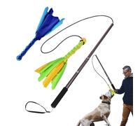 Qzdtue Flirt Pole for Dogs, Portable Chewing Stick for Puppies, Interactive Pet Teaser Wand, 10.24x1.97x1.57 inches, Includes 2 Detachable Rope Tugs, Ideal for Outdoor Entertainment