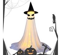 Qzdtue Halloween Ghost Decor, Light-Up Spooky Ornament, Horror-Themed Decoration, 16.54x8.66x3.54 inches, Ideal for Table, Room, Bathroom, Kitchen, Porch, Garden, Bedroom, Yard, Door, House Display
