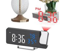 Qzdtue Horloge À Projection pour Plafond De Chambre | Projecteur Rotatif à 360° avec Affichage LED | Horloge Numérique De Chambre | pour Adultes Seniors Voyageurs D'Étudiant Appartement