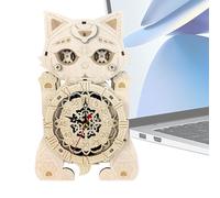 Qzdtue Kit de puzzle d'horloge chat en bois pour adultes, kit de montage sûr et , bloc de construction décoratif pour librairie, salle d'étude, café, décoration de salon