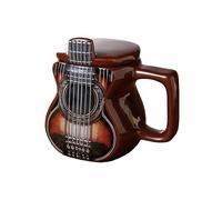 Qzdtue Mug guitare de grande capacité 500 ml avec couvercle, tasse en céramique 3D, robuste inspirée de la musique avec poignée et couvercle confortables, thé, café, Noël, café, voyage, femme et homme