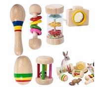 Qzdtue Rabbit Toys, Colorful Wooden Chew Toys Set, Cute Pet Play Items, Bite-Resistant Design, Teeth Grinding Accessories for Bunnies, Hamsters, Small Animals at Home and Outdoors