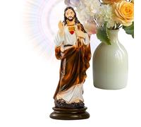 Qzdtue Religious Jesus Christ Figurine, 8.2-inch Resin Tabletop Statue, Christian Collectible Sculpture, 7.5x21cm, for Prayer Altar Home Church Decor Spiritual Gift Display Reflection and Devotion