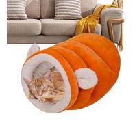 Qzdtue Sac de couchage pour chat - Lit confortable en peluche semi-fermé pour chien - Nid d'hiver couvert terrier - pour chaton, petits animaux, lapin, furet, hamster, hérisson, intérieur et extérieur