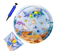 Qzdtue Sensory Water Play Mat for Cats, Round Inflatable Play Pad, Thickened PVC Construction, Unbreakable Pet Bed Alternative, Interactive Enrichment Toy, Perfect for Summer Cooling