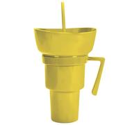 Qzdtue Snack and Drink Cup, Leakproof Food Holder Container, Compartment Design, 900ml for Chips, Candy, Popcorn, Juice, Tea, Milk, Portable Party, Travel, Picnics, School, Outdoor Adult Use