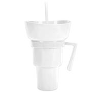 Qzdtue Snack and Drink Cup, Leakproof Food Holder Container, Compartment Design, 900ml for Chips, Candy, Popcorn, Juice, Tea, Milk, Portable Party, Travel, Picnics, School, Outdoor Adult Use