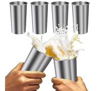 Qzdtue Stainless Steel Cups, Water Tumblers, Drinking Glasses, 6 Piece Unbreakable Stackable Set with 600ml Capacity, Ideal for Hydration Coffee Wine Use at Home Restaurant, Kids Adults