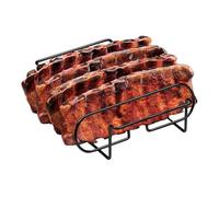 Qzdtue Support en acier au carbone pour rôtir des steaks - Design multi-fentes - 31,3 x 25,3 x 7,3 cm - Cadre de support de cuisson - Accessoire de barbecue pour pâtisserie, repos, cuisine extérieure
